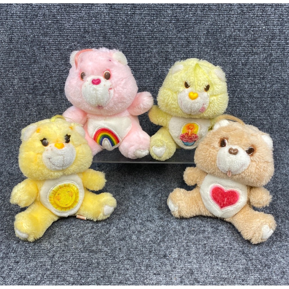 Care Bears Plush Lot 4 VTG 1983 Kenner Cheer Birthday Tenderheart Funshine 6"